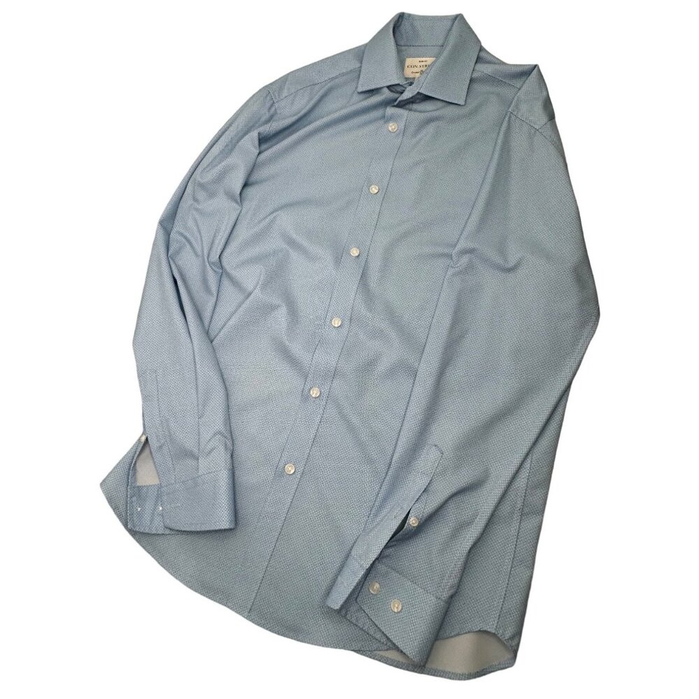 Con.Struct Slim Fit Men Dress Shirt Performance Stretch Blue 14-14.5 32/33 S